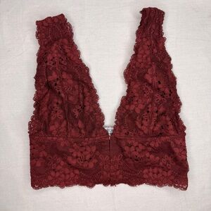 BKE Essentials XS Lace Front Closure Bralette Deep Burgundy Brami Adjust Straps